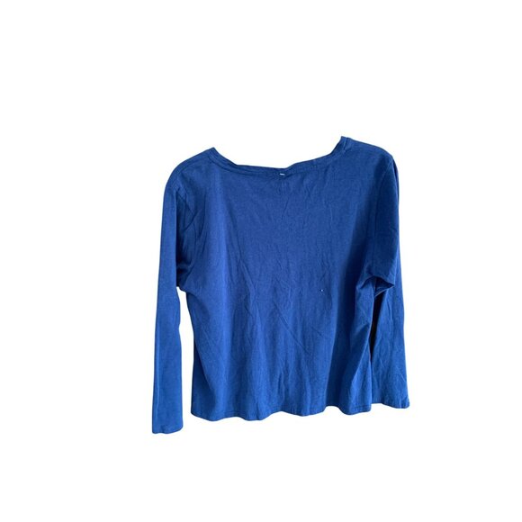 Life Is Good Women Size XL Long Sleeve Tshirt Tee Shirt Floral VNeck Navy Blue - Picture 4 of 4